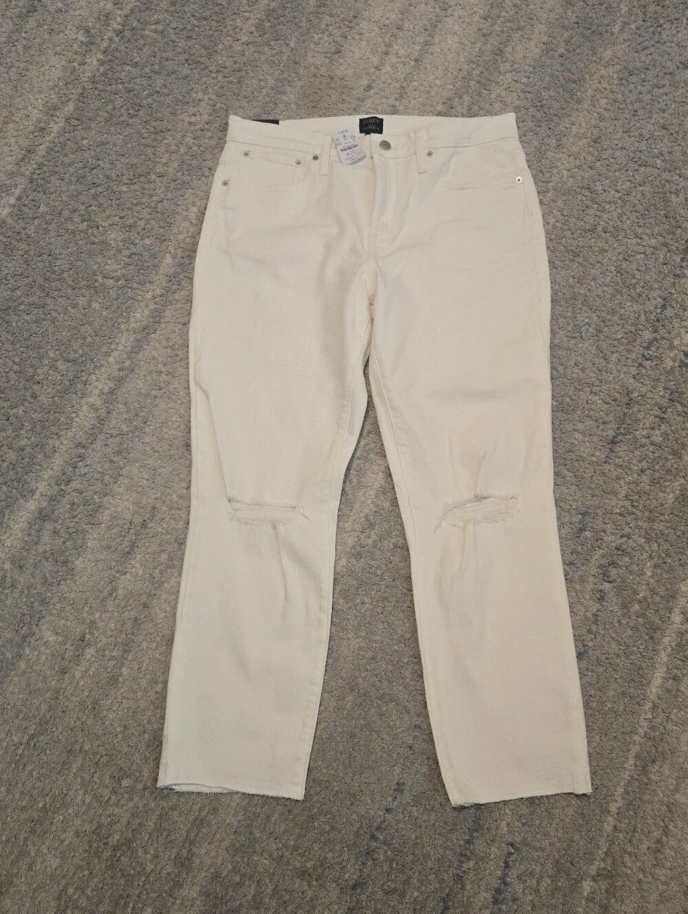 ​NWT J.Crew Slim Boyfriend Jeans Distressed White Raw Hem Size 31 BH986 Re-Imagi
